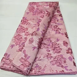 Pink African Jacquard Brocade Luxury Fabric Latest Floral Damask Dress Material Nigerian Gilding Lace Brocard Tissu 5 Yard DJB85