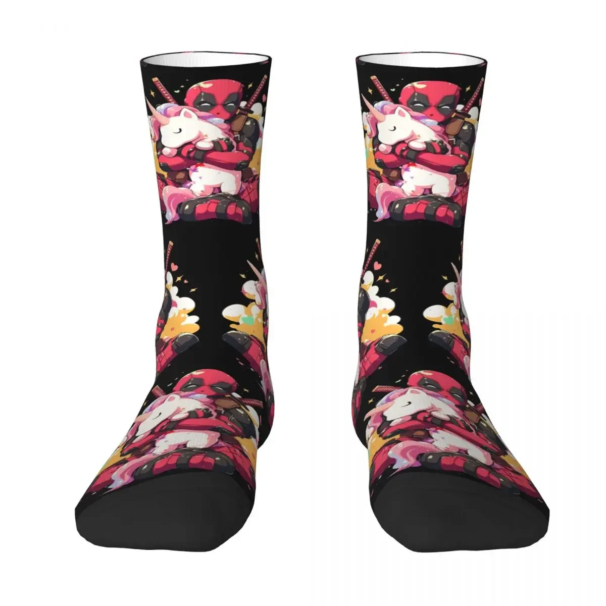 

Autumn Winter Colorful Women Men Superhero Hold Unicorn Socks Sweat Absorbing Crew Socks