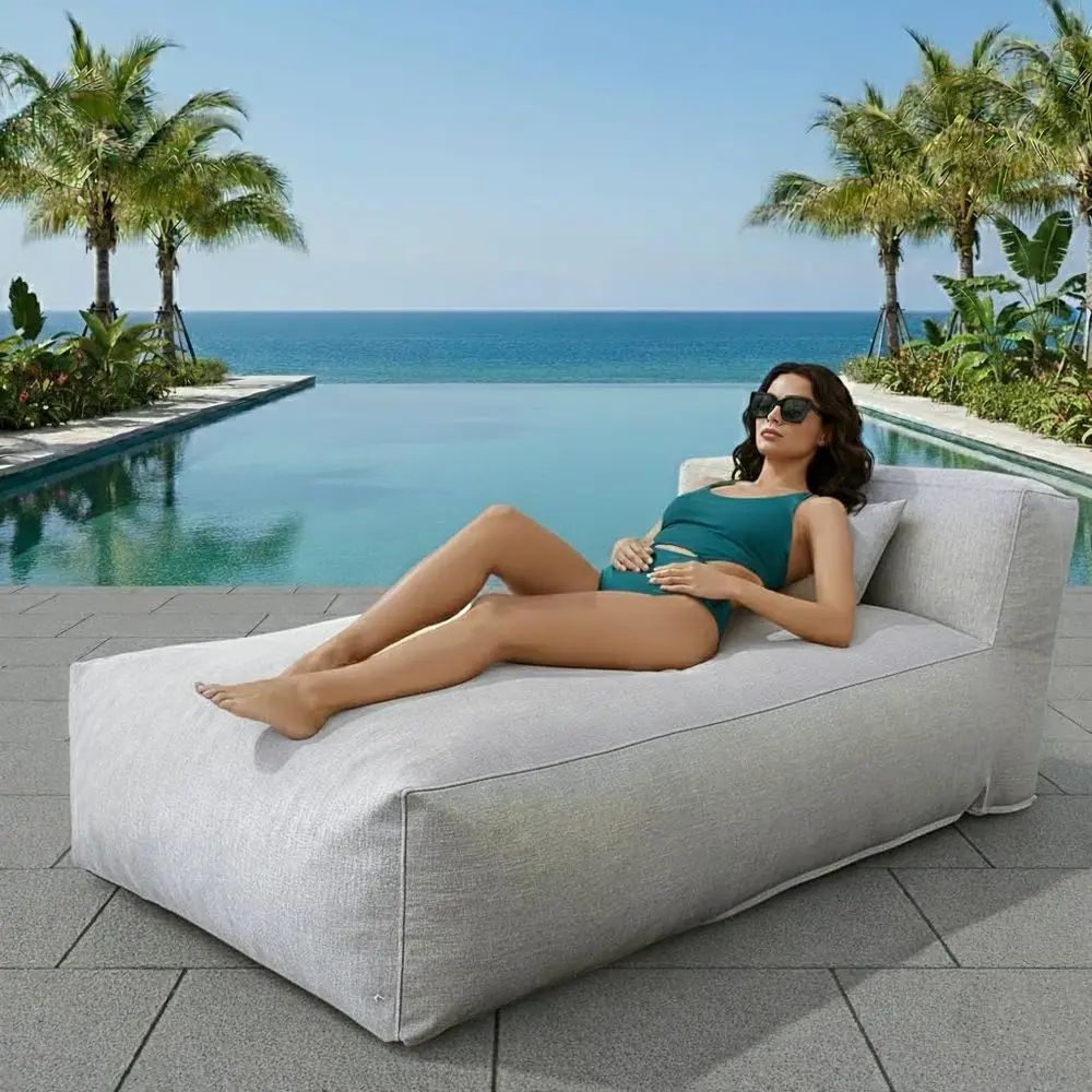 

Серый водонепроницаемый шезлонг-мешок для улицы, большой комфортный лежак для отдыха, загара и использования у бассейна