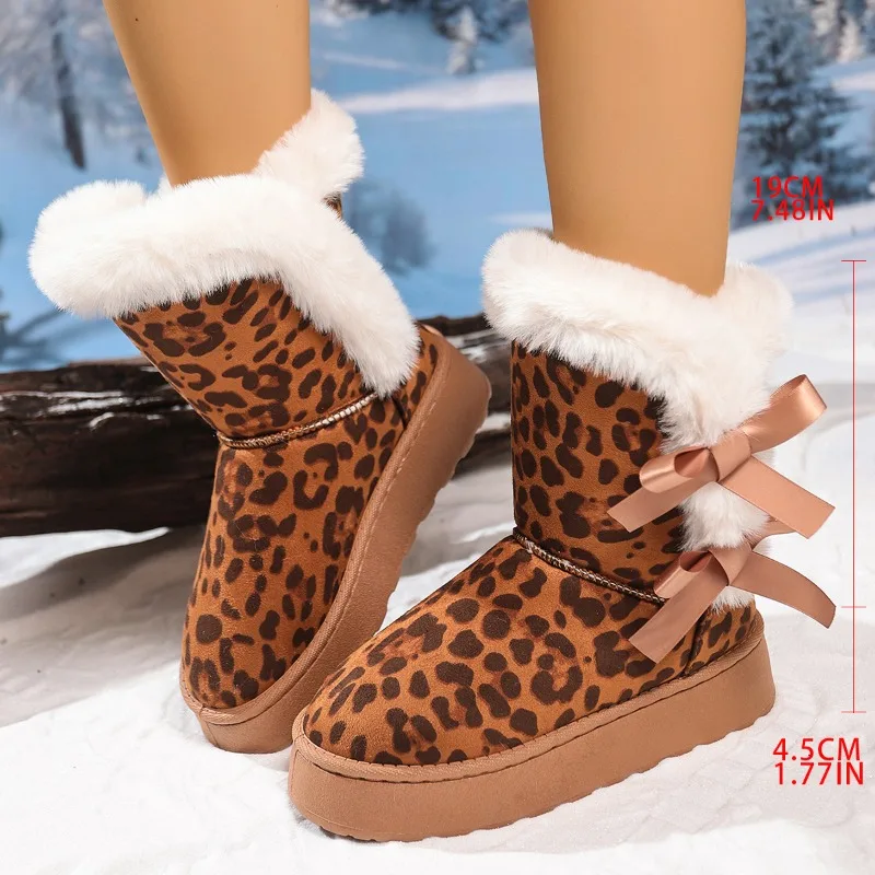 

Women Boots Winter Plush Warm Snow Boots Fashion Mid-calf Cotton Shoes for Women Thicken Warm Winter Boots for Women Botas Mujer