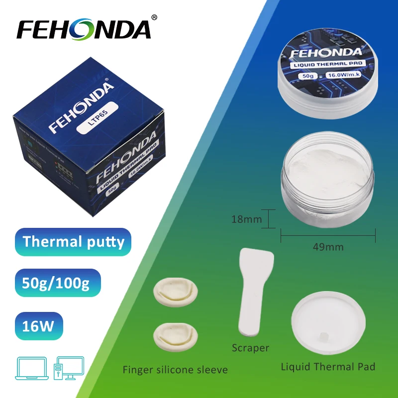 Fehonda 16W/Mk Liquid Thermal Pad 12g 50g 100g LTP65 Interface Materials Heat Dissipation Thermal Putty For Pc Ic Cpu Vga