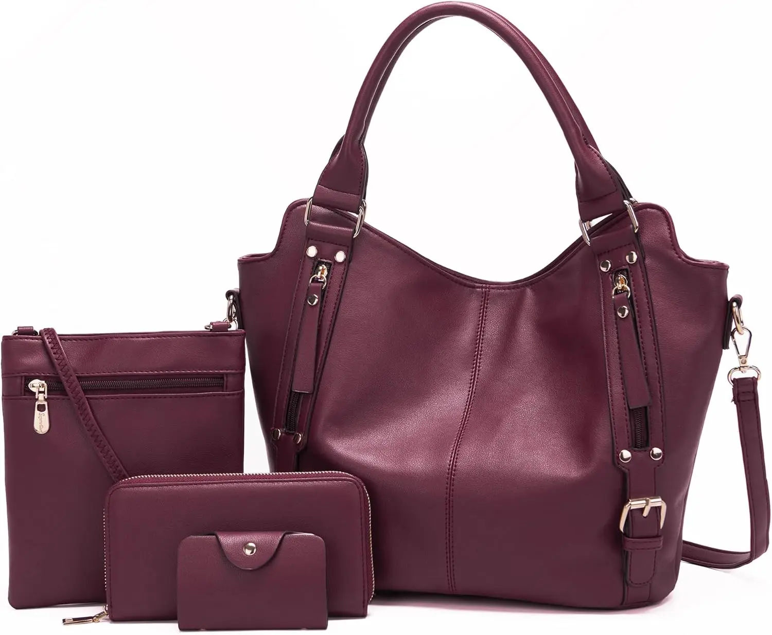 

Женские сумки: большая сумка через плечо, сумка-тоут, сумка-хобо из искусственной кожи, набор из 4 предметов с кошельком для дам