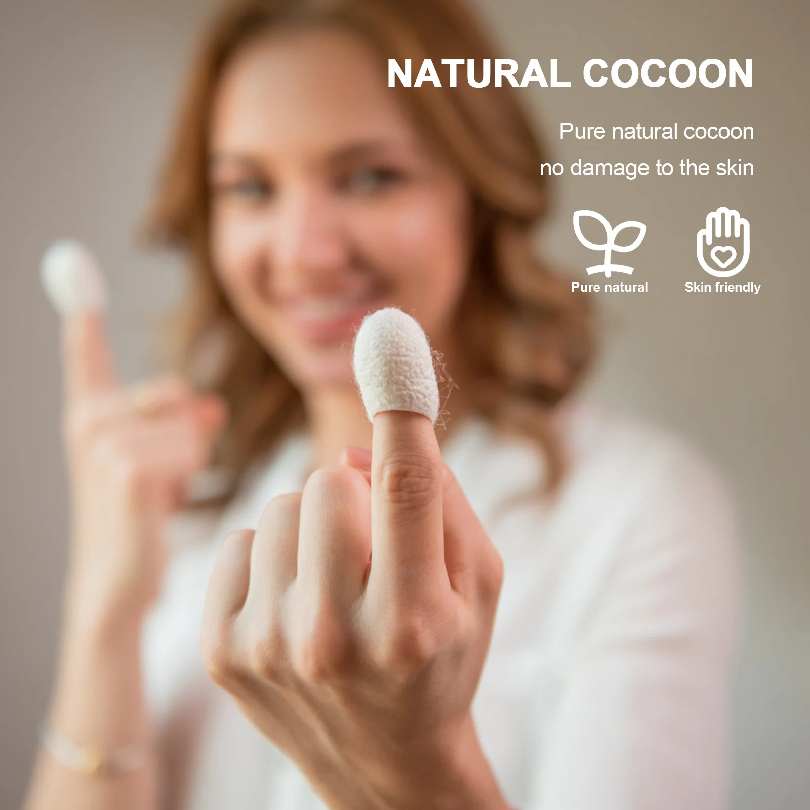 100 Stück natürliche Bio-Seidenraupen-Gesichtsreinigungsbälle für die Hautpflege, Peeling, Aufhellung, Mitesserentfernung, Gesichtsschrubber