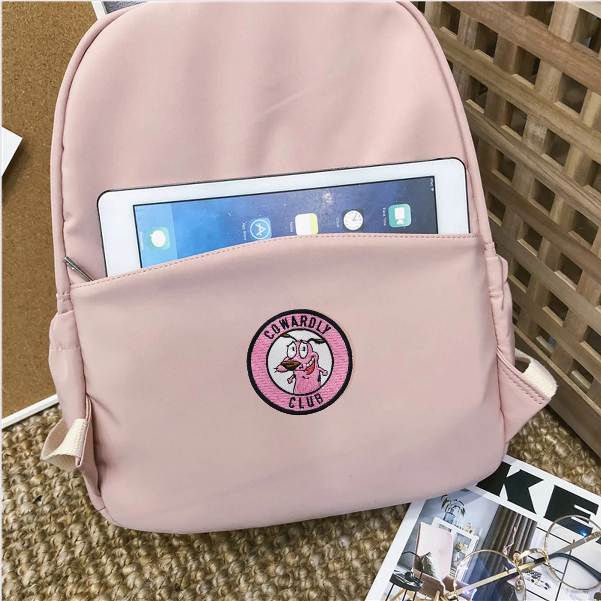 حار بيع الوردي COWARDLY CLUB الكلب التطريز بقع الحجم الأمامي الحديد على خياطة على زين الديكور للملابس #6