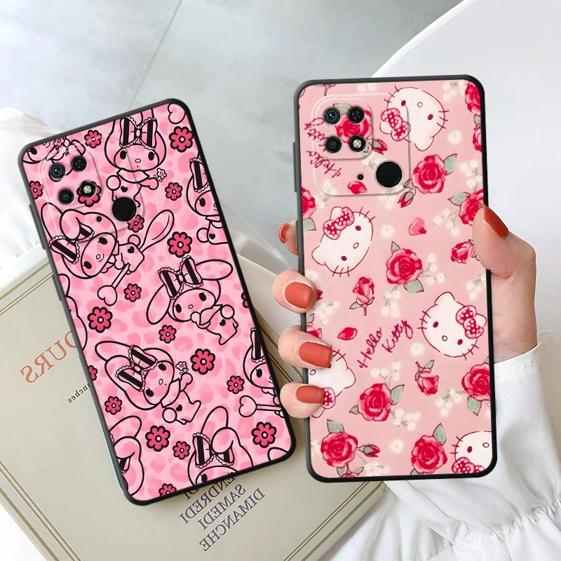 حافظة لهاتف Xiaomi Mi 11 12 13 Lite 10T 11T 12T Pro 12X 13 14 15 Pro غطاء هاتف ناعم أسود سانريو فراولة كيتي