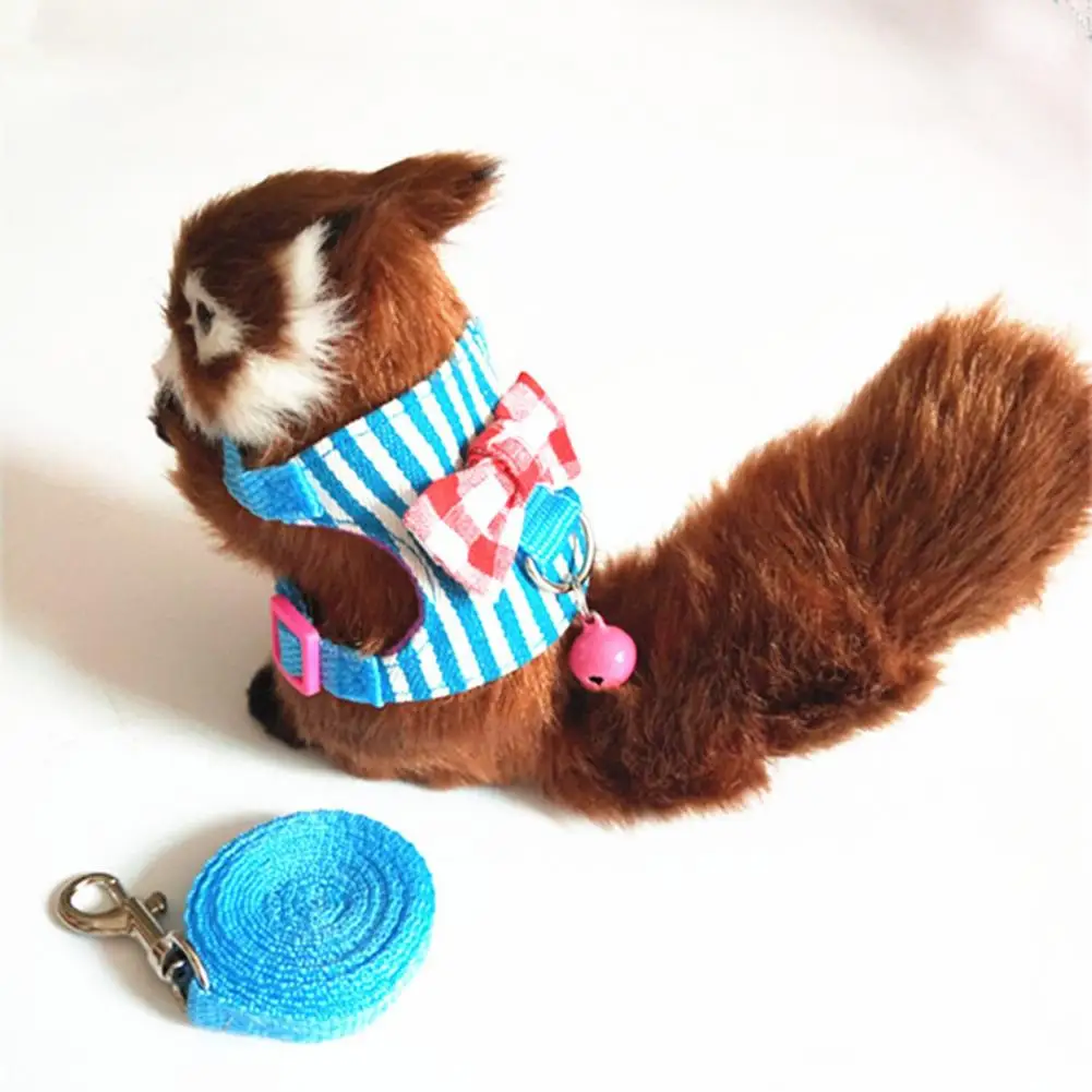 Pet Chest Strap Striped Hamster Rabbit Bow-knot Harness Vest Leash Traction Rope Ferrets Rats Chest Strap Small Pet Leashes