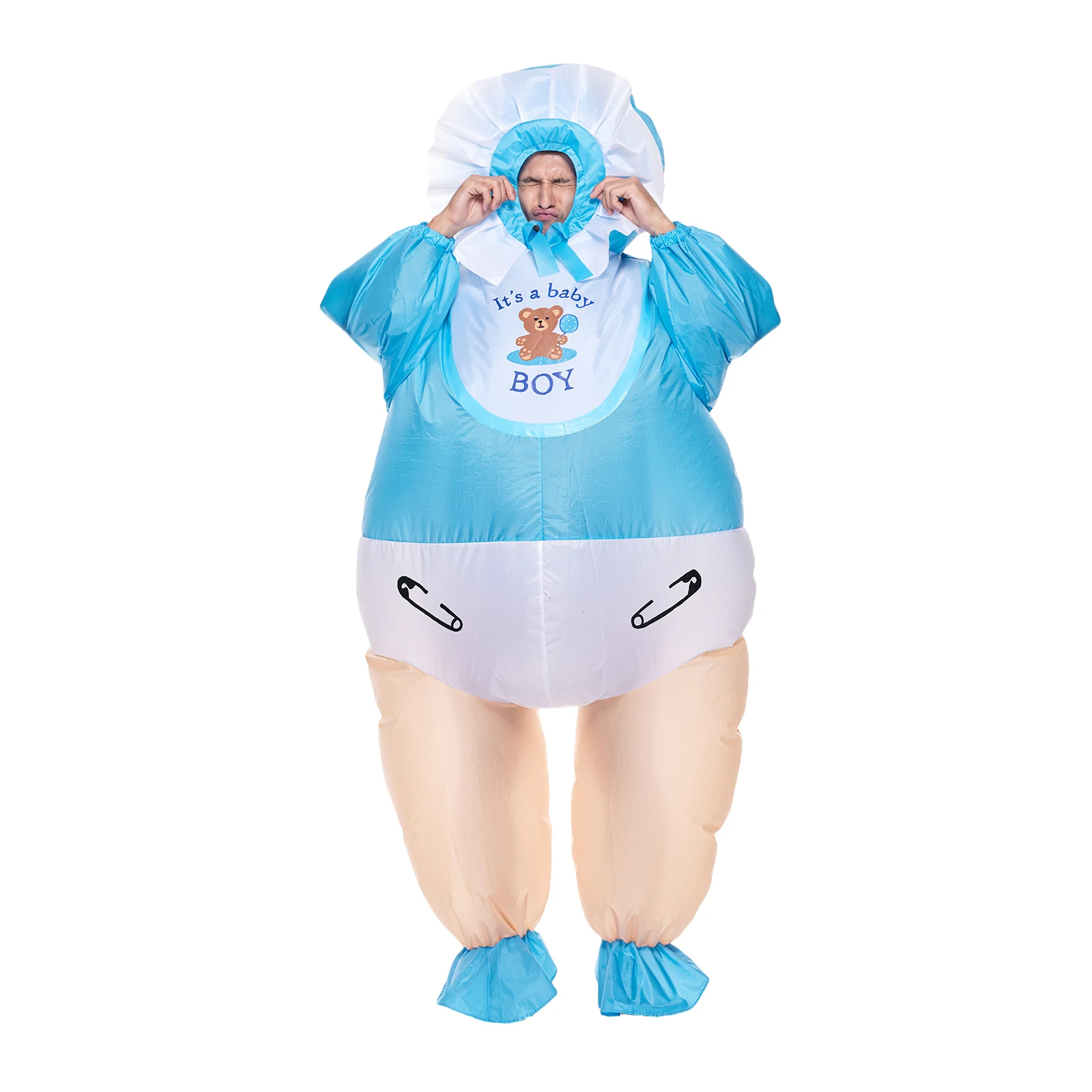 EraSpooky Men\'s Inflatable Baby Boy Costume Funny Blow Up Costumes for Baby Shower Gender Reveal Party Multicoloured Carnival