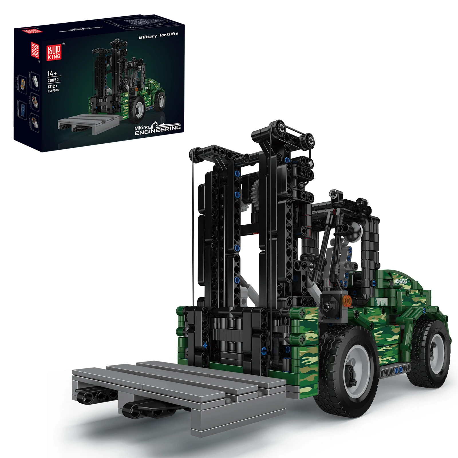 

MOULD KING 1312pcs RC Forklift Building Set with Remote Control - Heavy-Duty Construction Model Toy for Kids & Adults