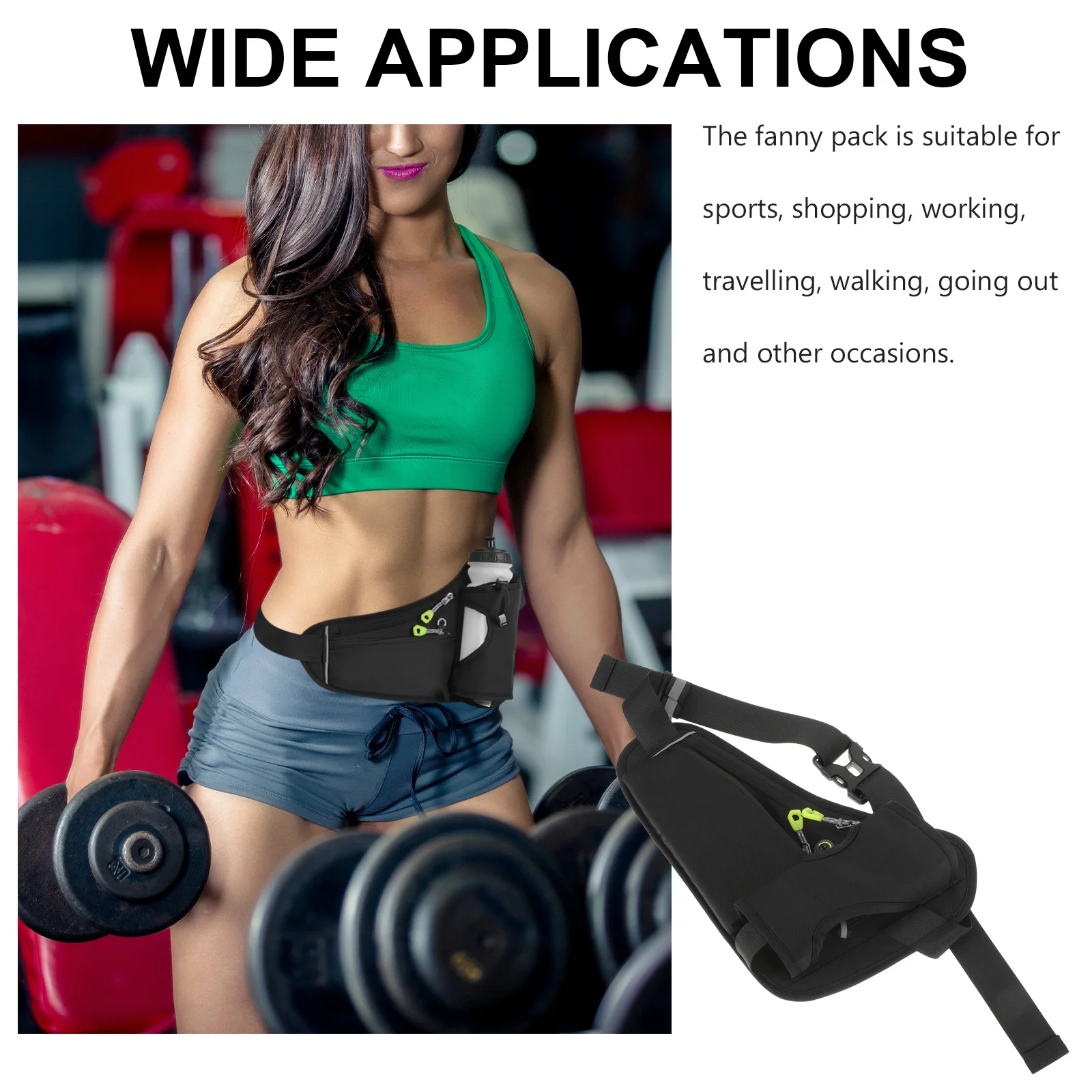 حقيبة خصر أنيقة مع سحاب ناعم، حزمة فاني عملية للأنشطة الخارجية والمشي لمسافات طويلة والسفر والمشي والجري