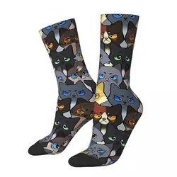 Hip Hop Retro Warrior Kits Crazy Men's Socks Cat Lover Art Unisex Street Style Pattern Printed Funny Novelty Crew Sock Boys Gift