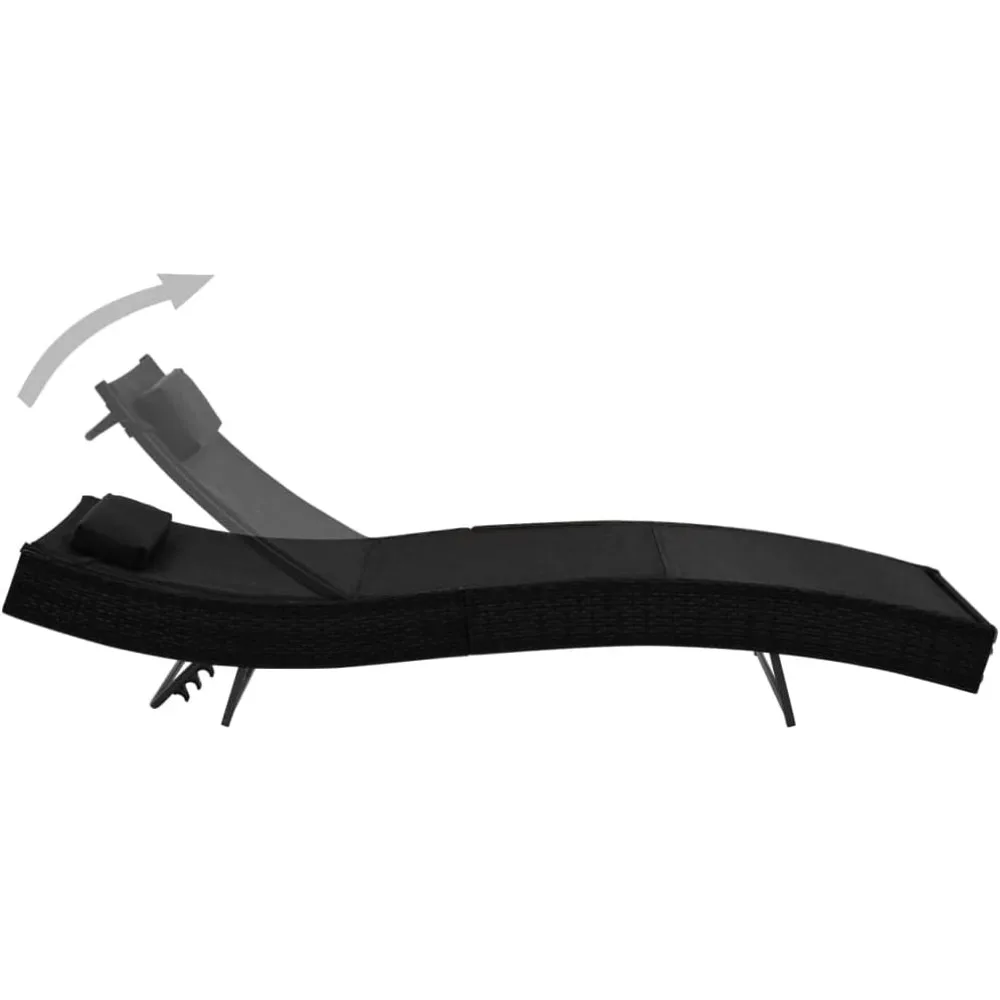 Espreguiçadeira com Almofada Poly Rattan Preto