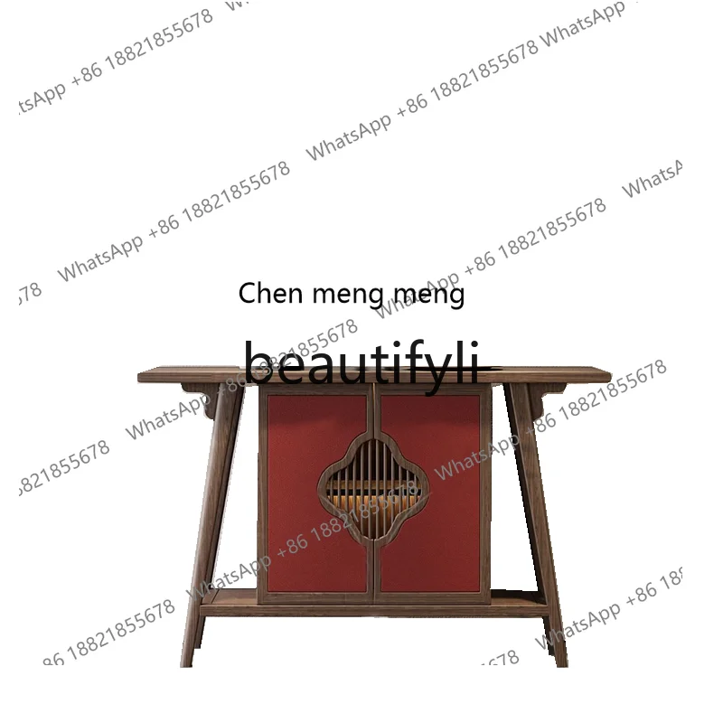 

New Chinese-style living room entrance cabinet, living room home, solid wood locker against the wall, decorative cabinet H