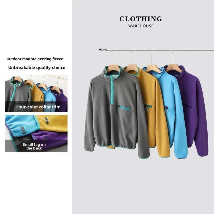 

Модная толстовка оверсайз с молнией и воротником-стойкой, унисекс, для пар, удобная, теплая, из полиэстера, с длинными рукавами, повседневная.