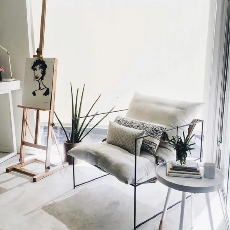 Furniture for Living Room & Dining Nordic Single Sofa Chair - Lazy Luxury Iron Dining Chair - Modern Minimalist Designer
