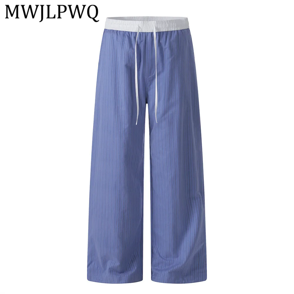 

Мужские повседневные брюки в американском уличном стиле с вертикальными полосками, универсальные свободные брюки прямого кроя с цветовыми блоками, широкие штанины, модель 14243