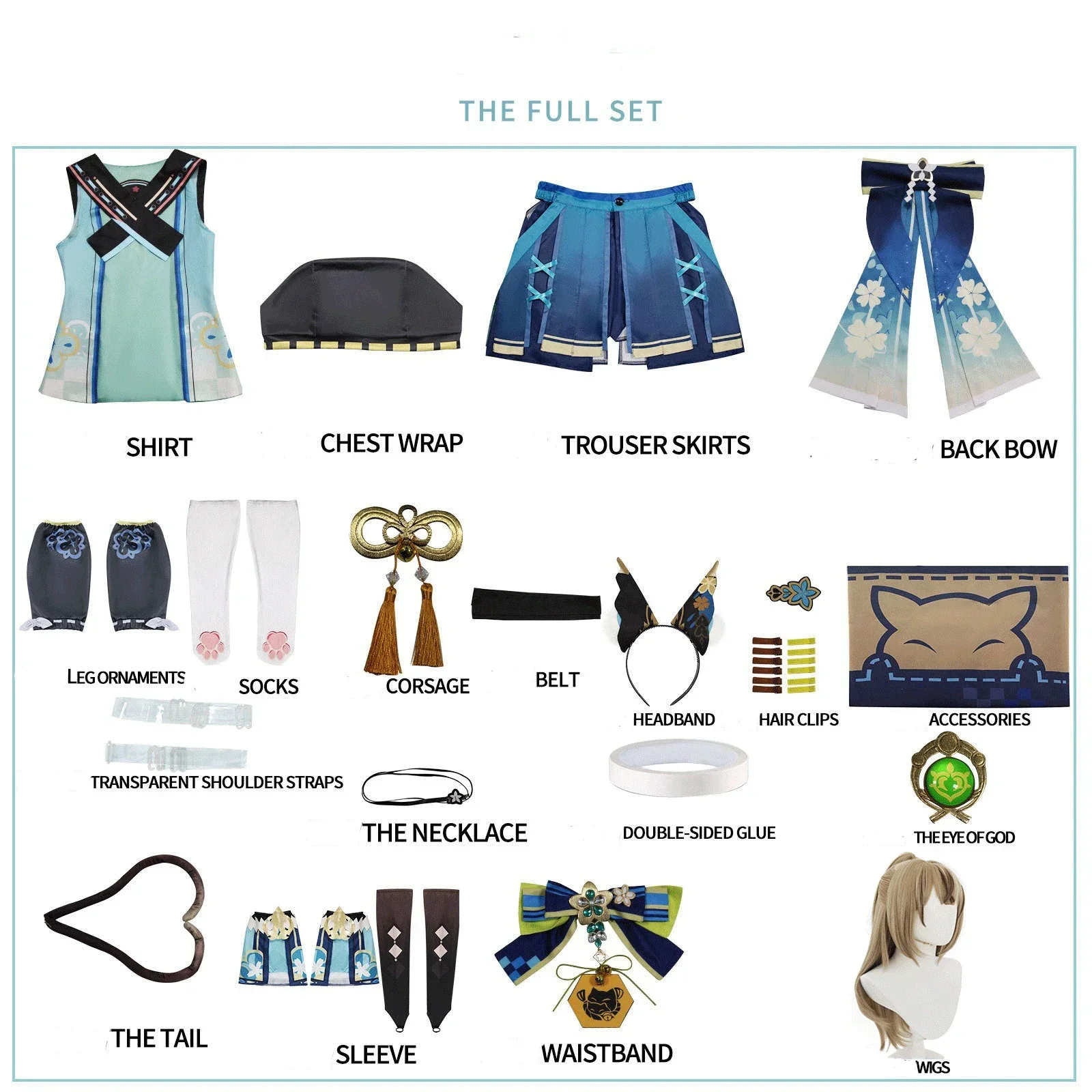 CosplayKirara 코스프레 의상 Genshin Impact Kirara 의상 Kirara Ears Tails Suit 여성 가발 게임 할로윈 카니발 파티 Outfi