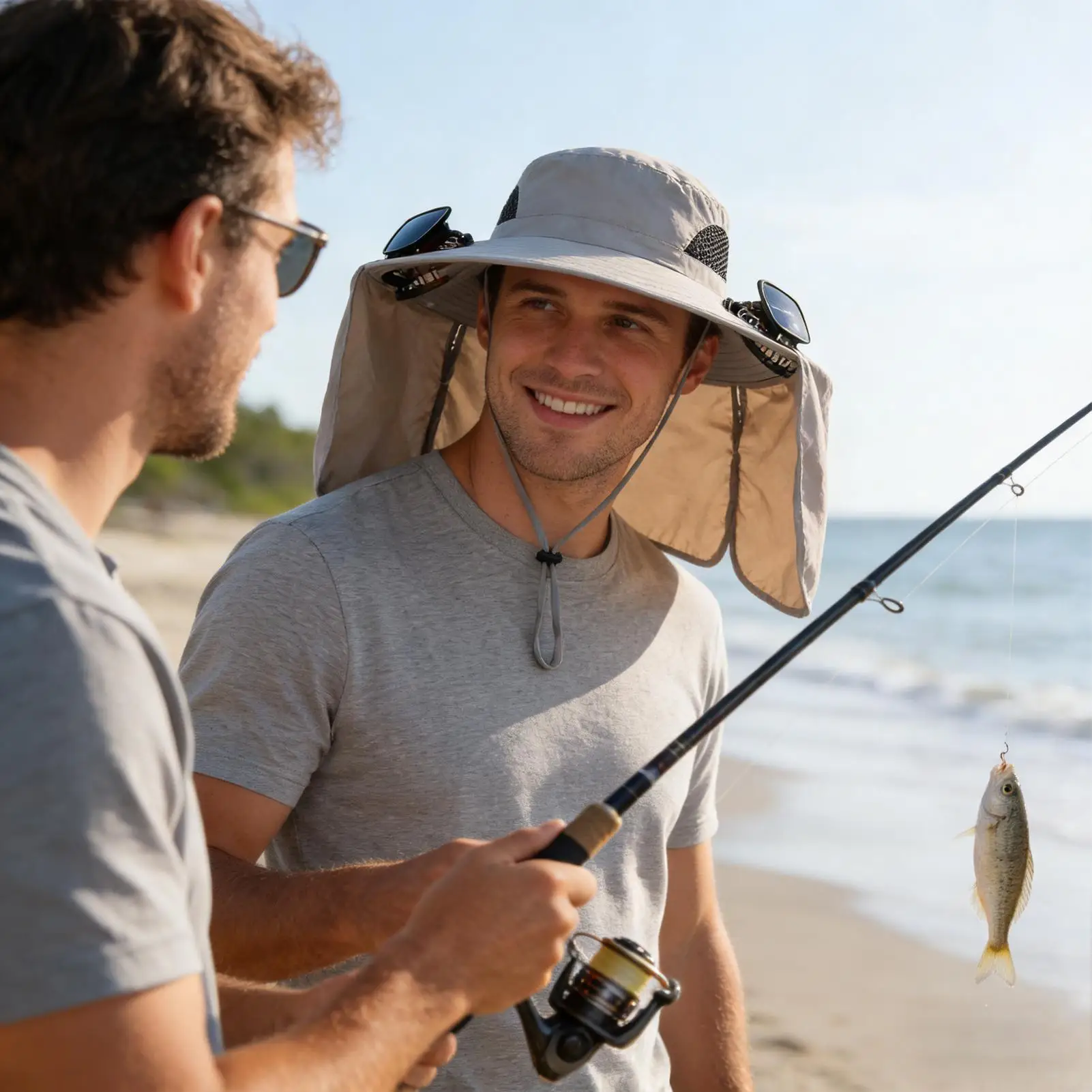 

Hat With Fans UV Protection Headgear Foldable Sun Hat With 2 Solar Fans For Women Men Gardening Hiking Fishing Outdoor Beach