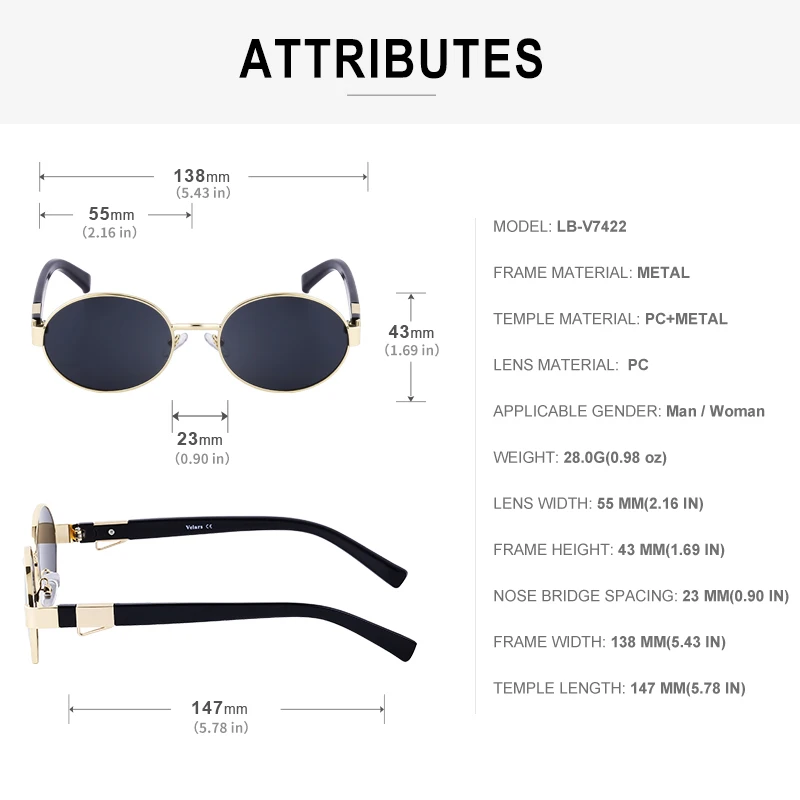 Trendy Retro Round Sunglasses Women With Chain 2023 Brand Designer Fashion Oval Sun Glasses Female Shades Vintage Punk Eyewear