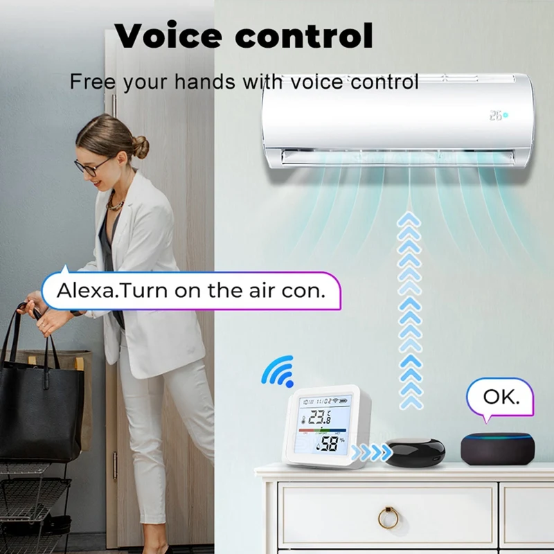 Smart Wifi Temperature And Humidity Sensor,Tuya Indoor Hygrometer Thermometer With LCD Display Backlight Accessories