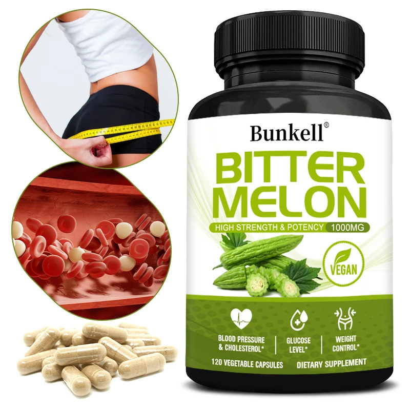 

Organic Bitter Melon Extract Capsules - Blood Sugar Balance & Fat Burning, Detox & Digestive Support, Non-GMO, 30/60/120 Counts