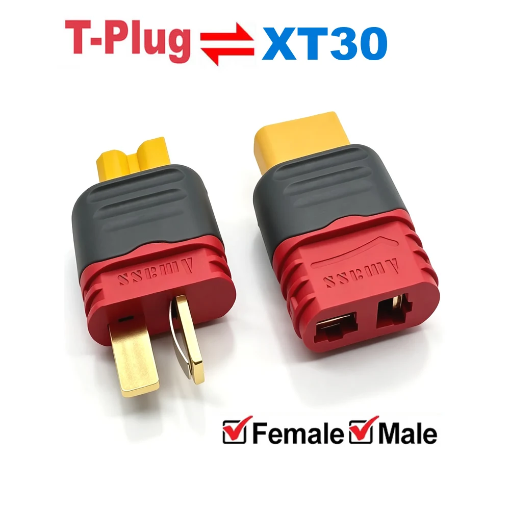 XT30-Stecker auf Deans T-Stecker Konverter, RC-Stecker-Buchse-Ladeadapter für RC-Auto, Flugzeug, Lipo-Akku, ESC