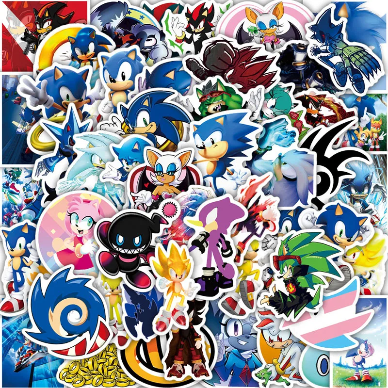 50PCS Sonic The Hedgehog DIY Stickers Phone Trunk Refrigerator Waterproof Anime Stickers Anime Figure Image Toys Sticker Gift