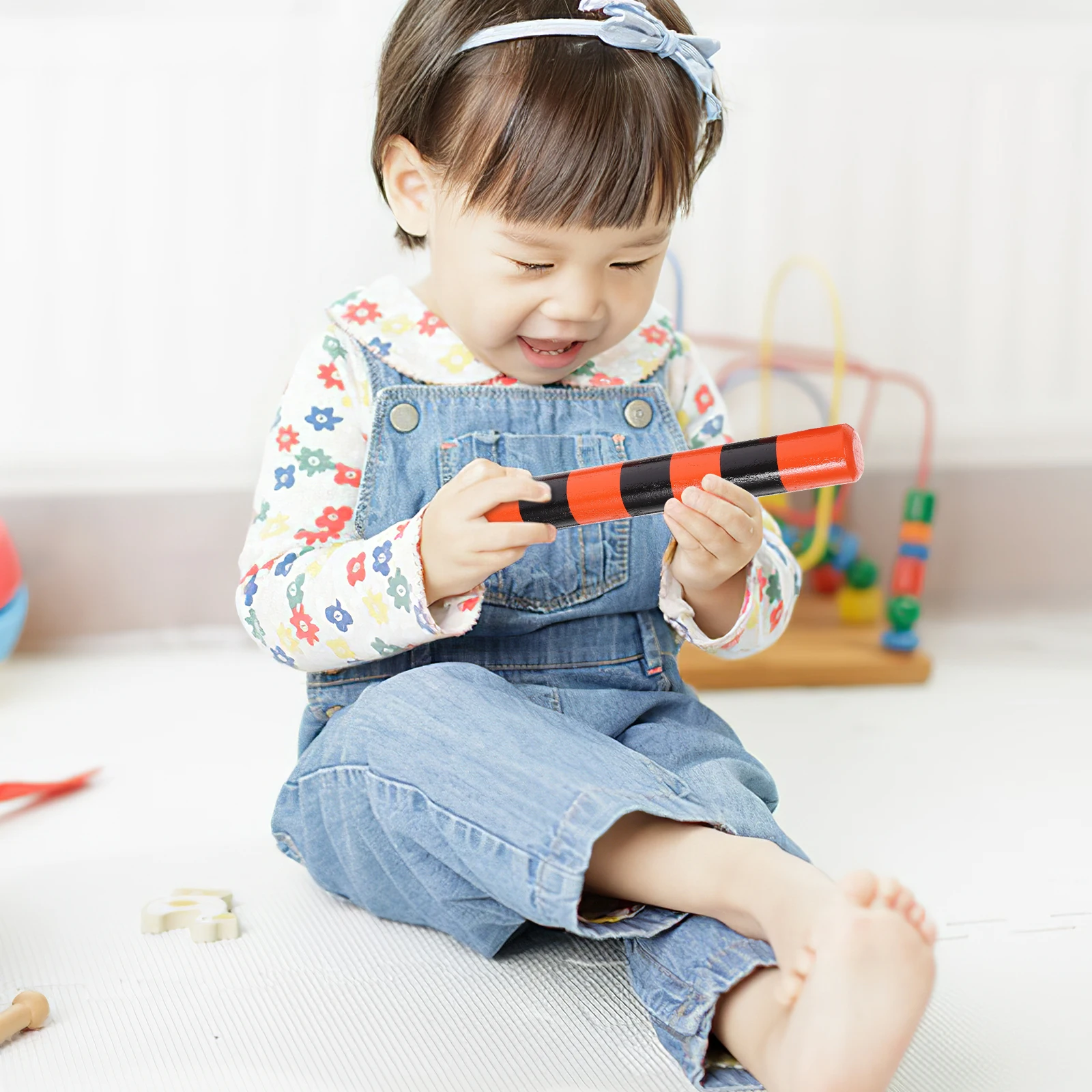 

1Pair Percussion Instrument Rhythm Sticks Wooden Black Orange Stripes Smooth Surface Kids Musical Instrument Rhythm Sticks