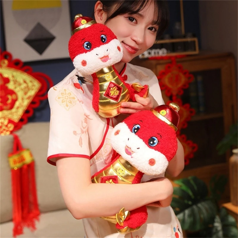 Lucky Plush Snake Dolls Stuffed Toy Snake Plushie for Fortunes Year of 2025 Chinese New Year House Table Car Decoration