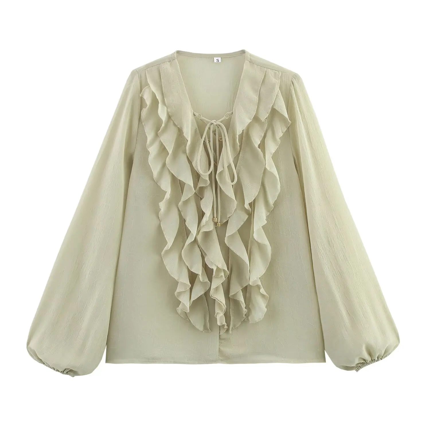 

2025 New Women's Clothing European and American Style Fashion Design Layered Decoration Translucent Shirt