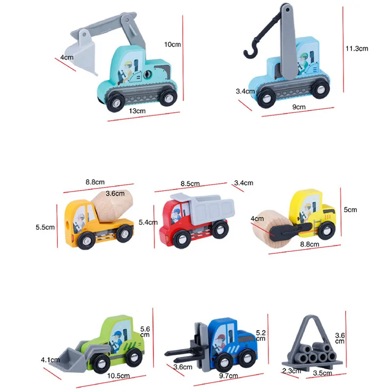 Games for Boy Car Supplies Collection Mini Engineering Car Model Set Excavator Roller Excavator Crane Truck Children Wooden Toys