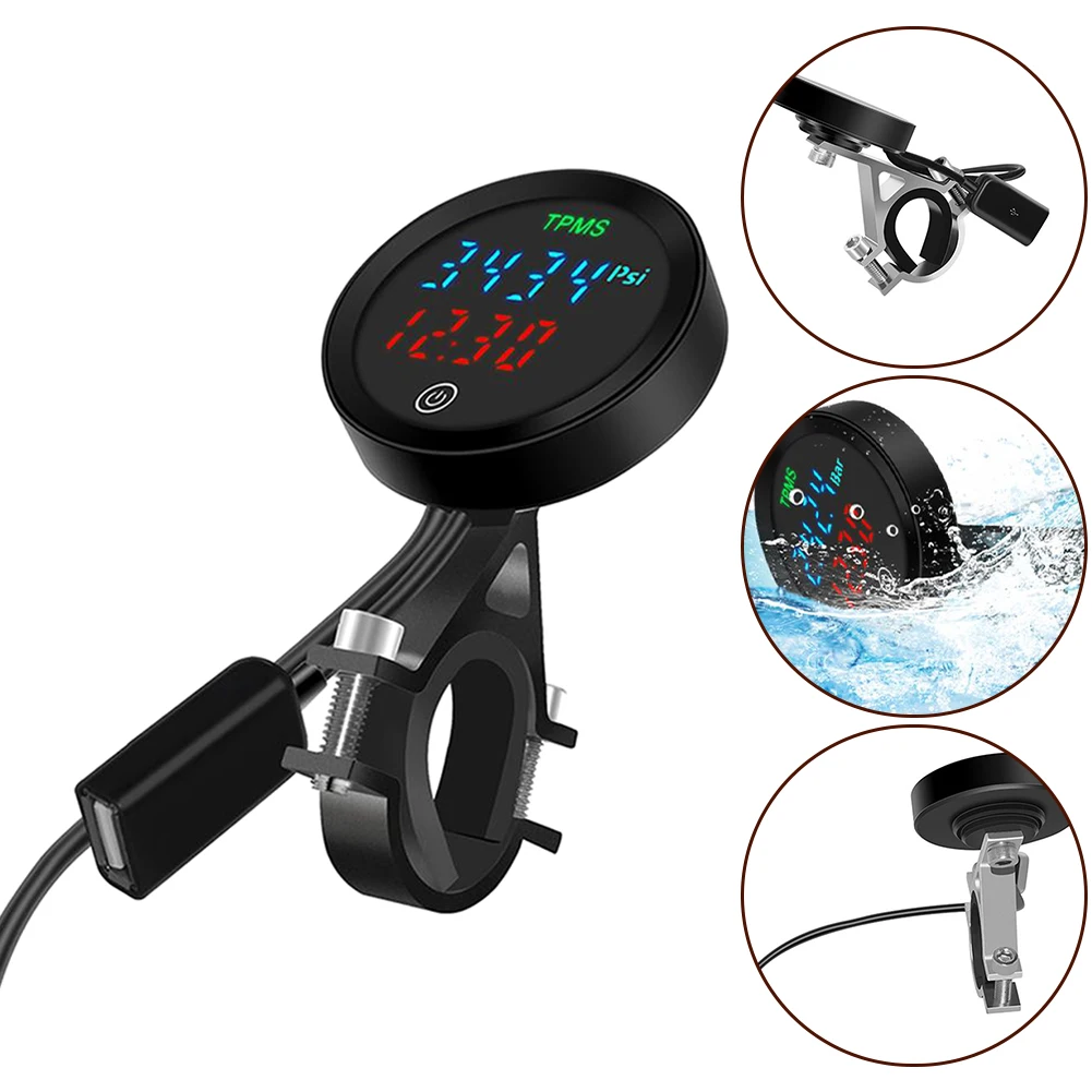 Charging Protection LCD Motorcycle TPMS Installation Motorcycle TPMS Practical And Reliable Quick Installation