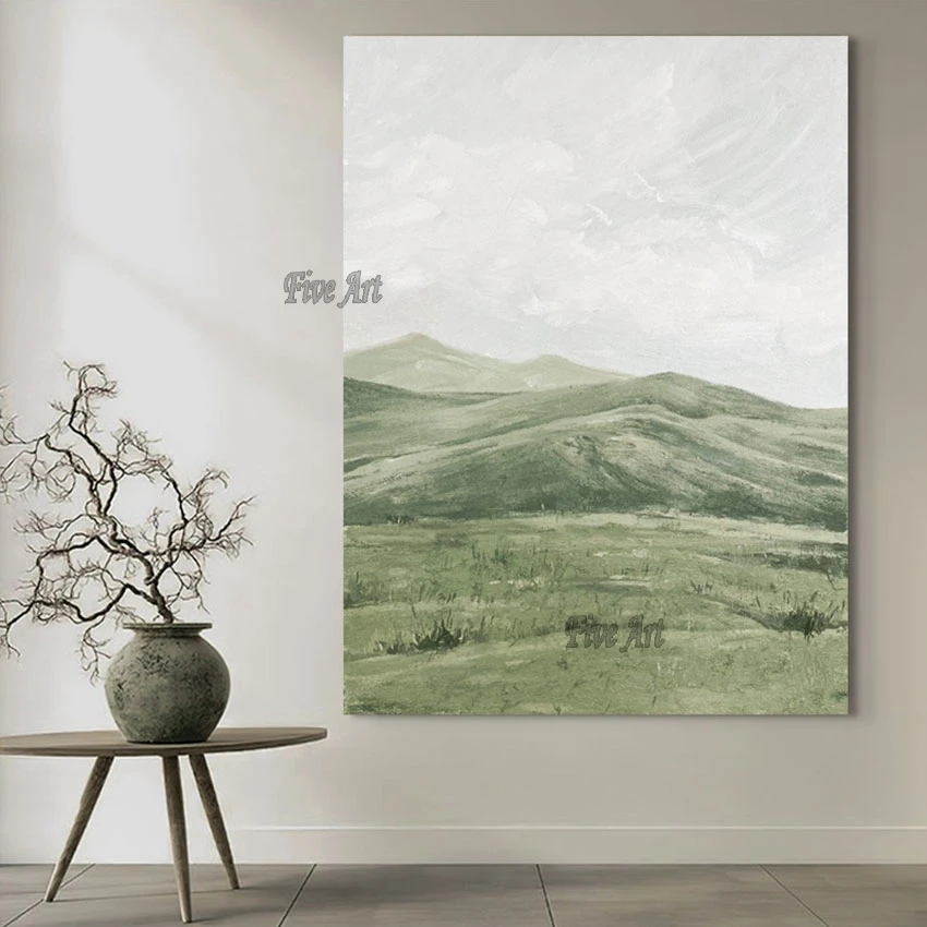 Wall Art Picture For Hotel Green Hills Simple Landscape Painting China Import Item Decoration For Home Modern Canvas Unframed