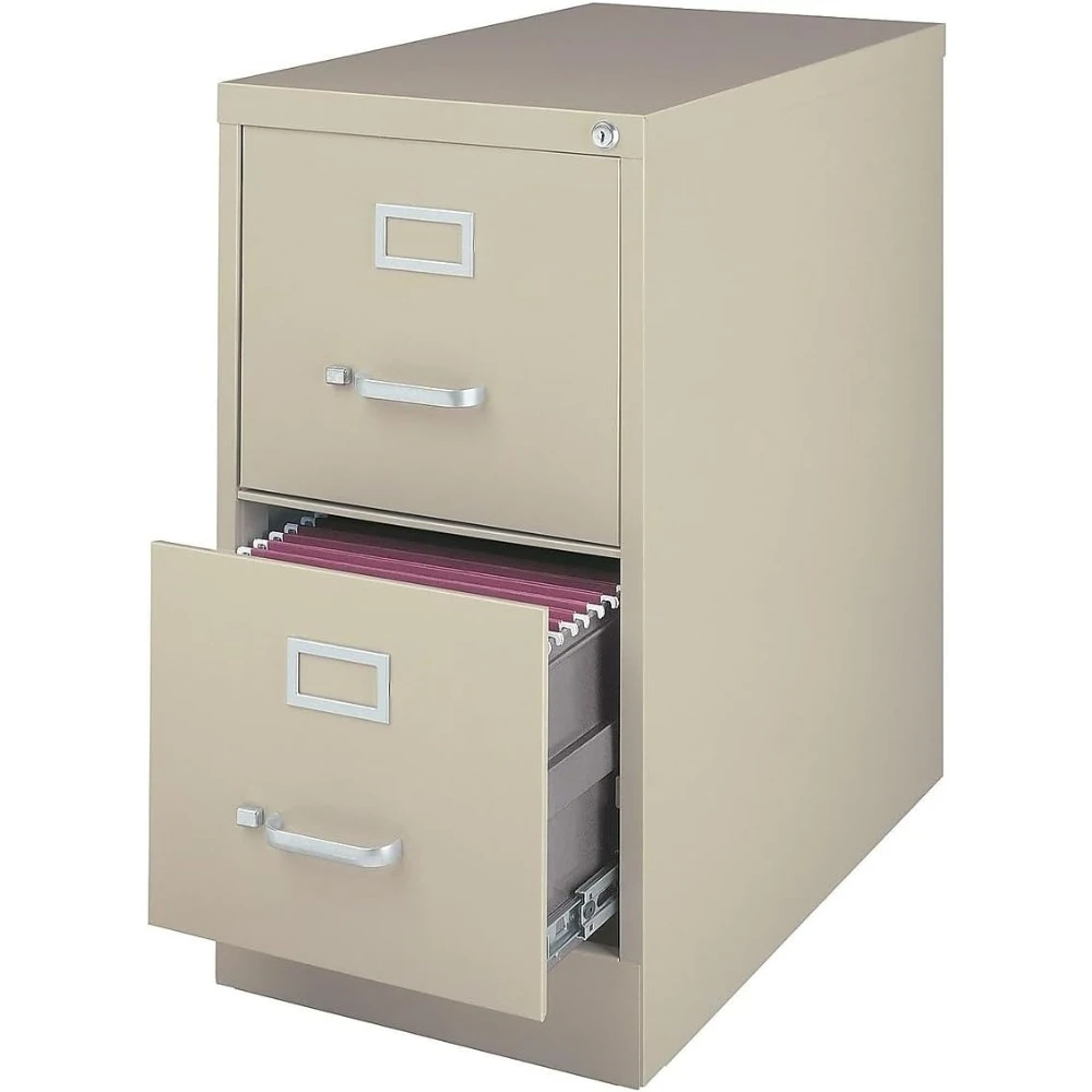 2-Drawer Vertical File Cabinet Locking Letter Putty/Beige 26.5-Inch D