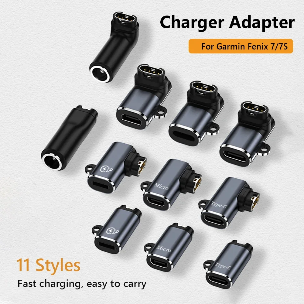 Type C/Micro/ios USB Charger Adapter For Garmin Fenix 7/6/5 Instinct 2S Venu 2 Plus EPIX forerunner 745 Watch Charging Converter