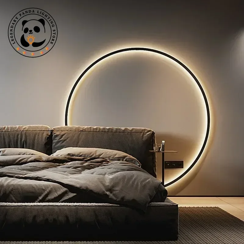 

Nordic Design Round Ring Wall Lamps Indoor USB Wall Sconces Modern Bedroom Headboards Living Room Home Decoration Light Fixtures