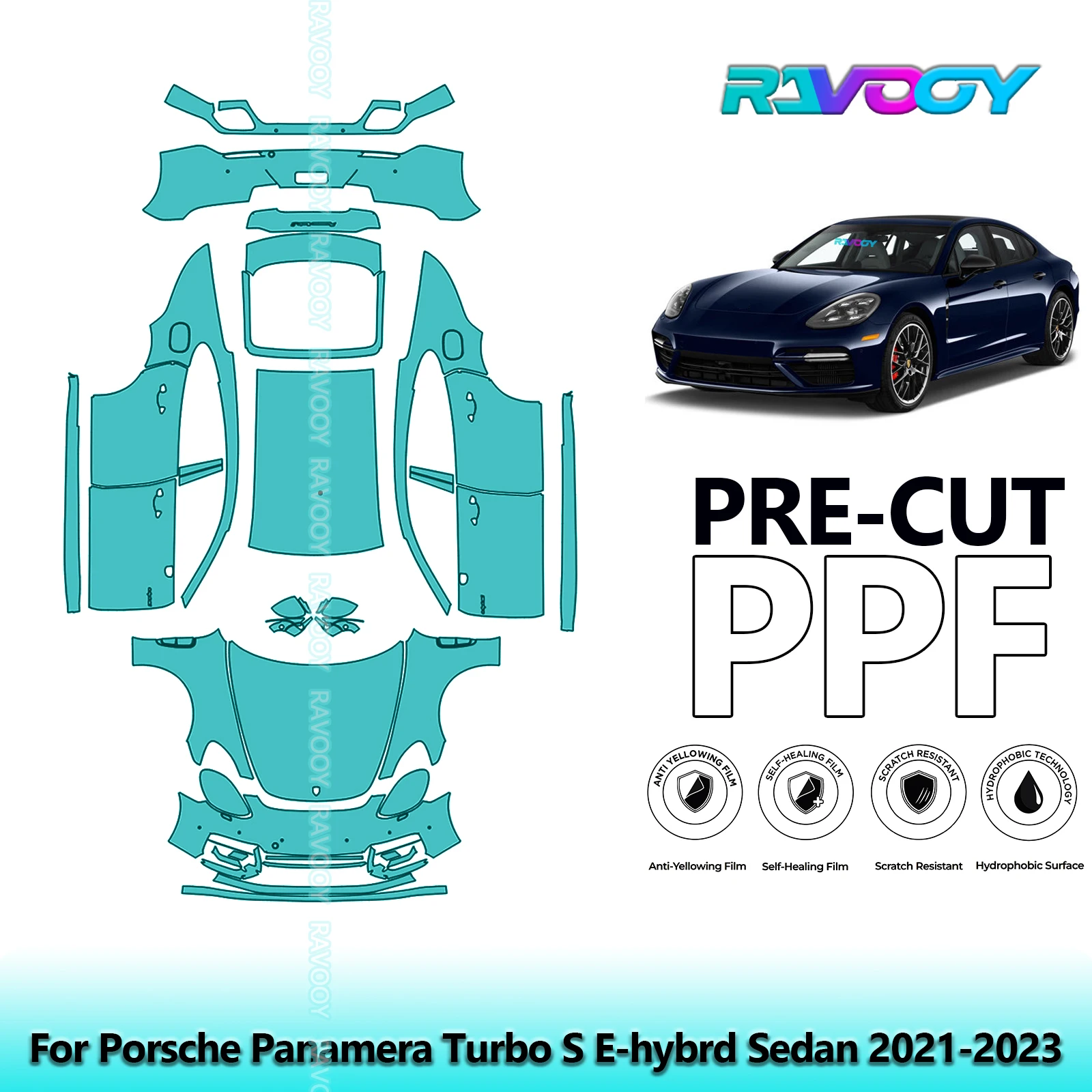 

8.5Mil Precut PPF Paint Protection Film Full Vehicle Clear Bra For Porsche Panamera Turbo S E-hybrd Sedan 2021-2023