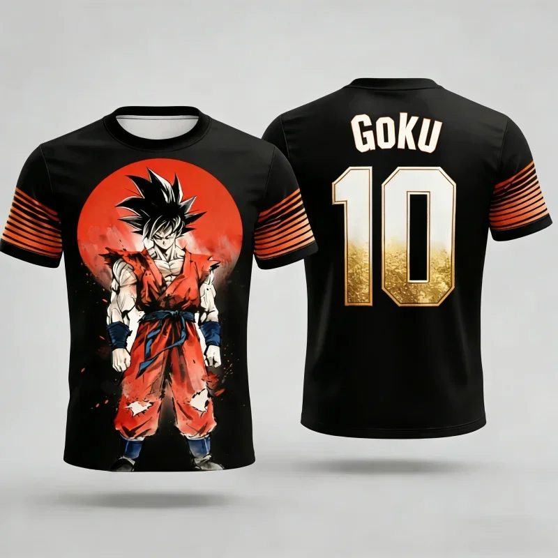 Summer 2026 Dragon Ball Goku Super Blue Form Neon Ink-wash Themed 3D Printed Breathable T-shirt for Adults and Children