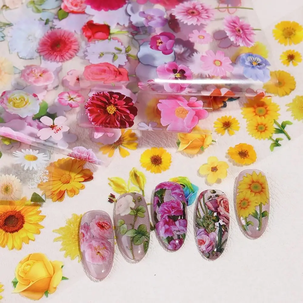10 Sheets Rose Flowers Flower Nail Foils Daisy Floral Nail Art Foil Nail Art Decorations DIY Manicure