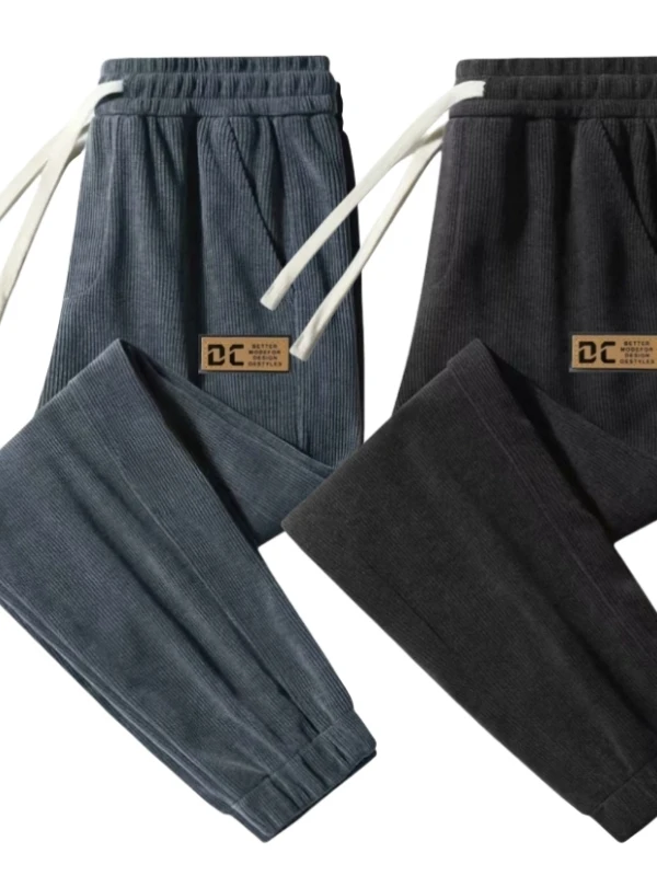 

Thiened Fce Вельветовые мужские брюки Свободный крой Повседневные спортивные брюки Осень Зима Свободные длинные брюки с манжетами Молодежный тренд