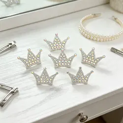 5.3*3.5CM Felt Backside Diamond Pearl Crown Patches Appliques For Craft Clothes Sewing Supplies DIY Hair Clip Accessories