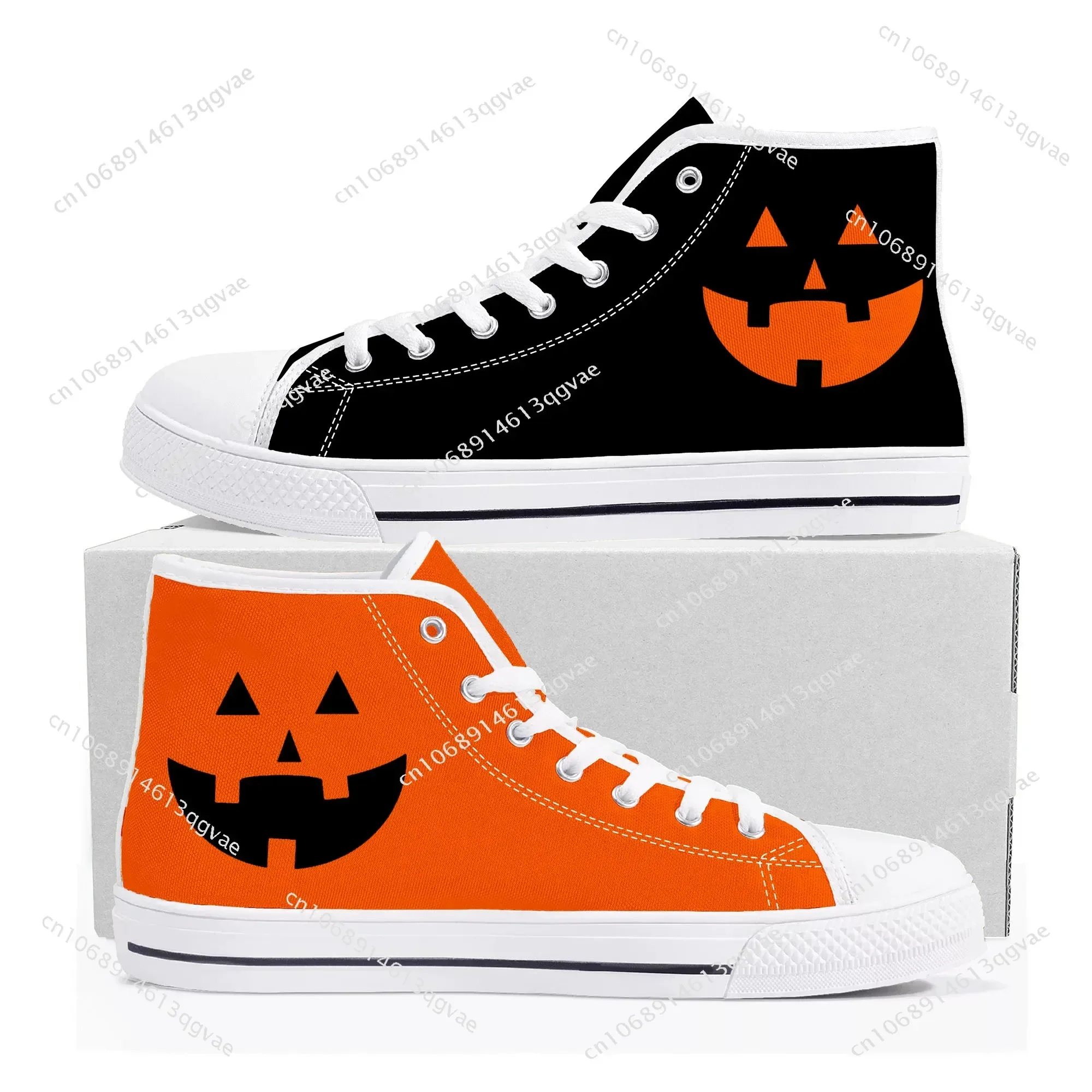 Halloween Pumpkin High Top High Quality Sneakers Mens Womens Teenager Canvas Sneaker Casual Couple Shoes Custom Made Shoe White
