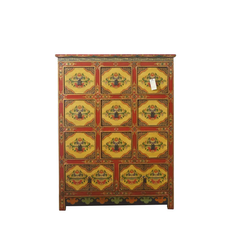 

Tibetan retro entrance made old painted with more drawers, decorated with storage and dining side cabinets