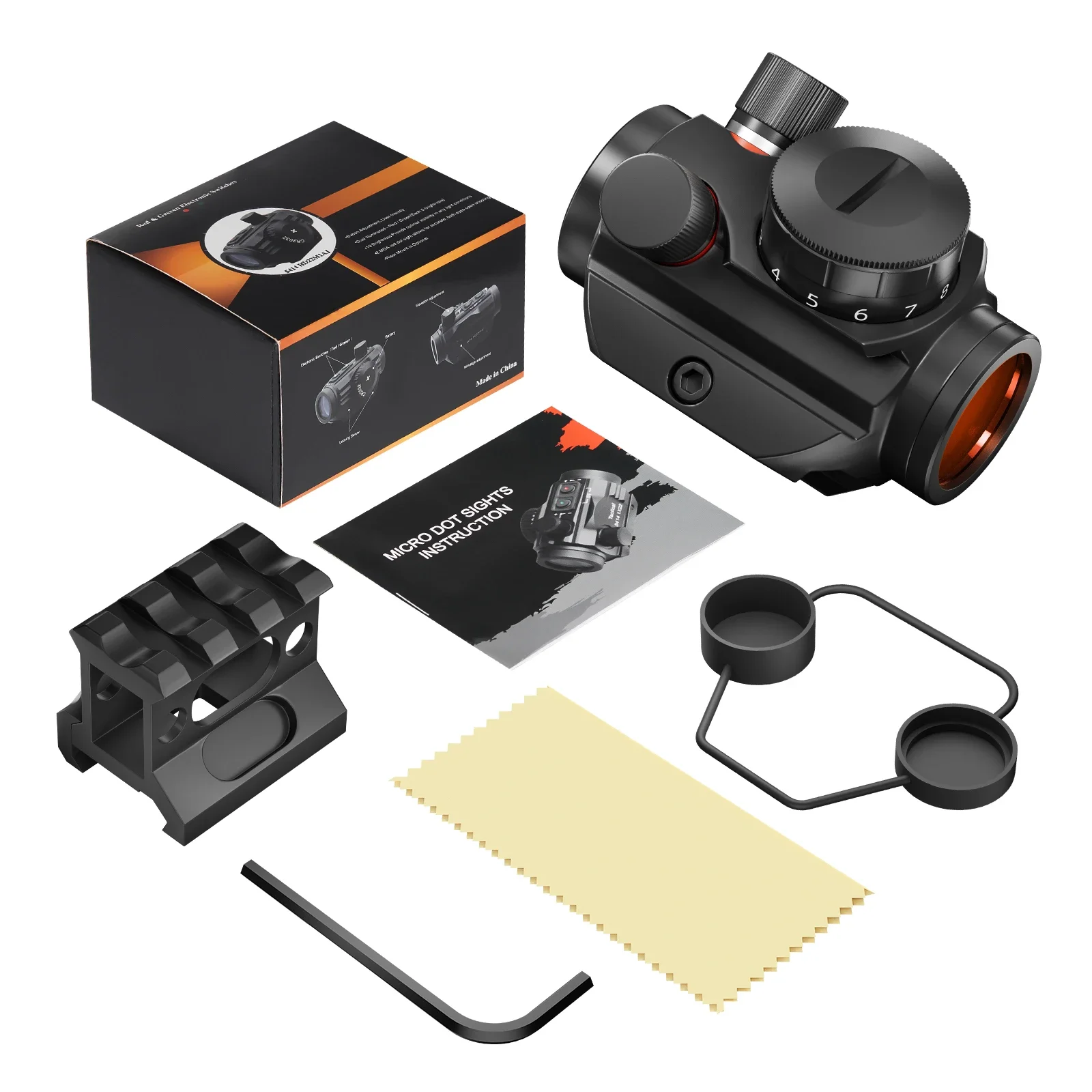 Bestsight 2MOA Red Dot Sight Reflexvisier mit Riser Mount Jagdfernrohre Zielfernrohr 3