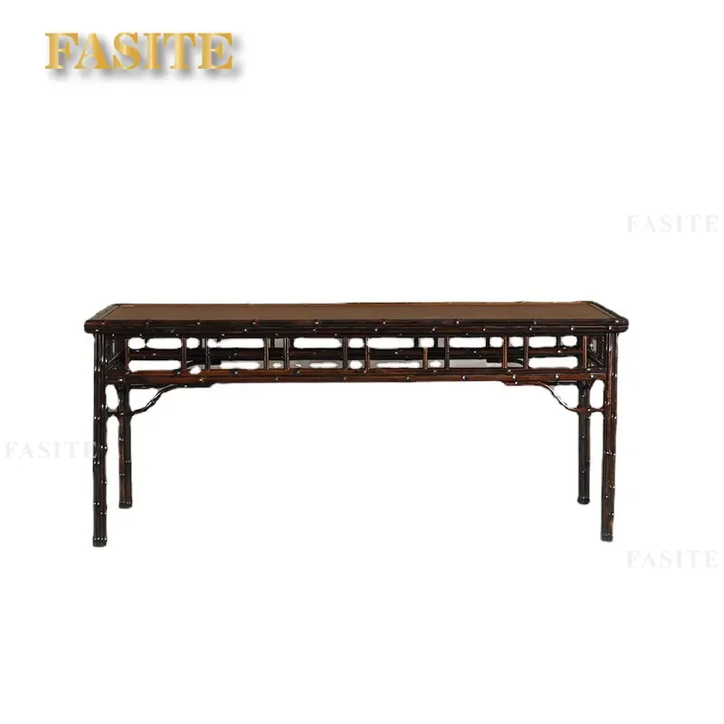 For Ming Style Purple Bamboo Tea Table Rectangular Dining Table Painting Case Set for Tea Room  Space Furniture