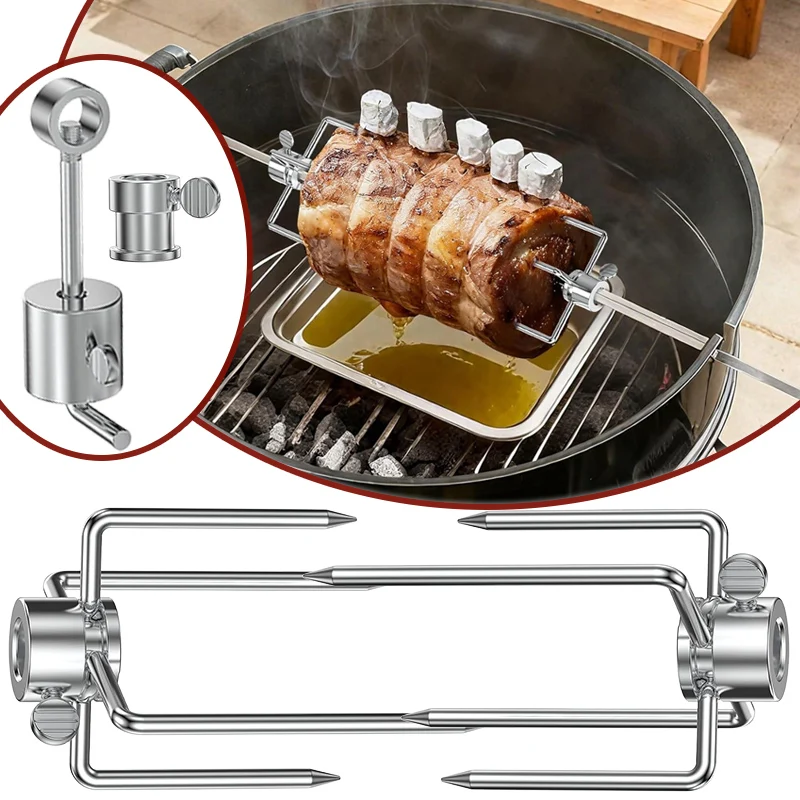 1 زوج المشواة شوك اللحوم عدة الفولاذ المقاوم للصدأ يبصقون مكافحة التوازن جلبة شواء شواء استبدال عرافة مربع قضيب في الهواء الطلق Cookin #1