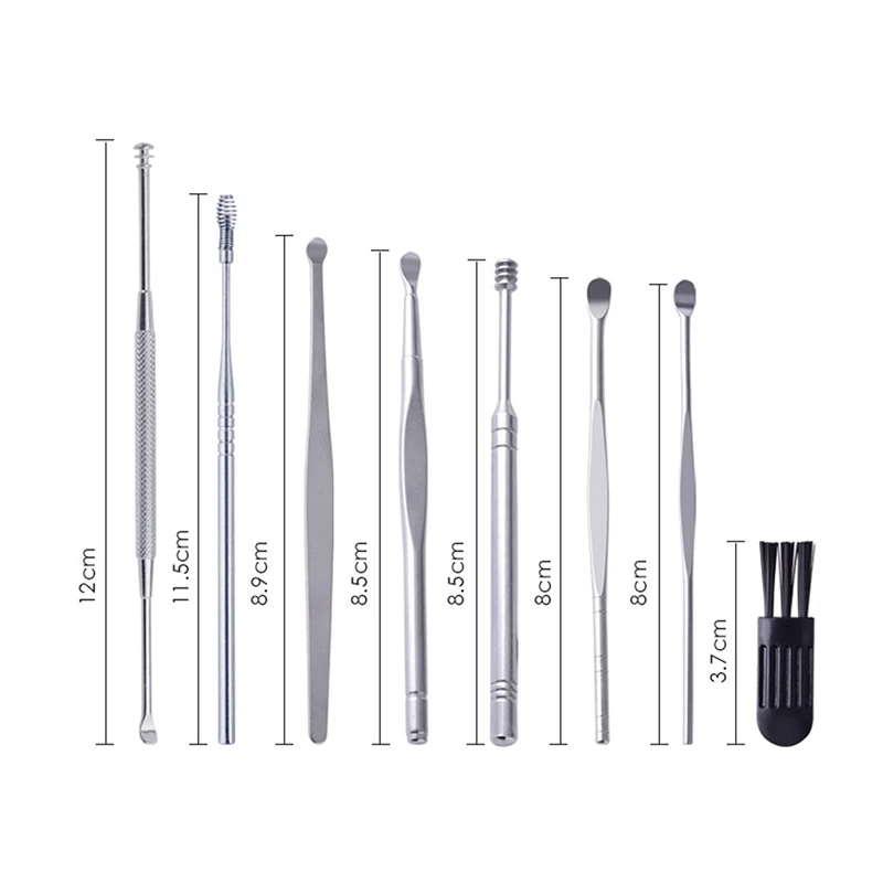 8Pcs/lot Stainless Steel Earwax Collector Spiral Turn Ear Pick Ear Pick To Clean The Ear Portable Ear Cleaning Tool