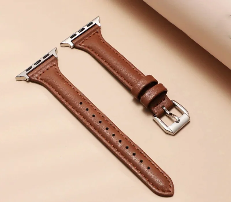 Slim leather strap for Apple Watch band ultra2 49mm series 9 7 8 41/45mm correa 38/42mm sport bracelet iWatch SE 6 5 4 40mm/44mm image 4