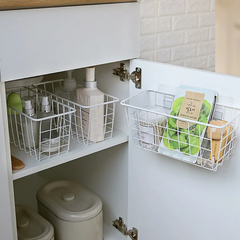 

Snack Storage Basket Hanging Iron Wrought Open Wire Construction Wall Mount Compact Design Dry Food