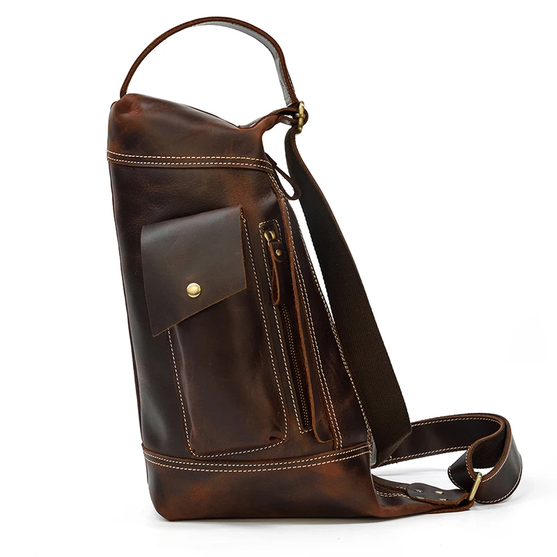 Real Leather Chest Bag For Men Leather Crossbody Bag Men\'s Shoulder Bag Men\'s Shoulder Bag Outdoor Sports Crossbody Bag 2022