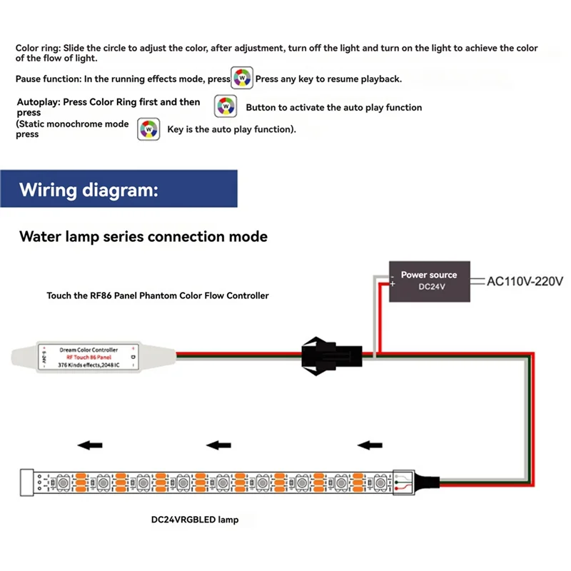 ABSF LED Strip Light Controller With 8 Key Touch Panel RF Wireless Controller Reflux Pixel Control For Horse Race Tape Lamps